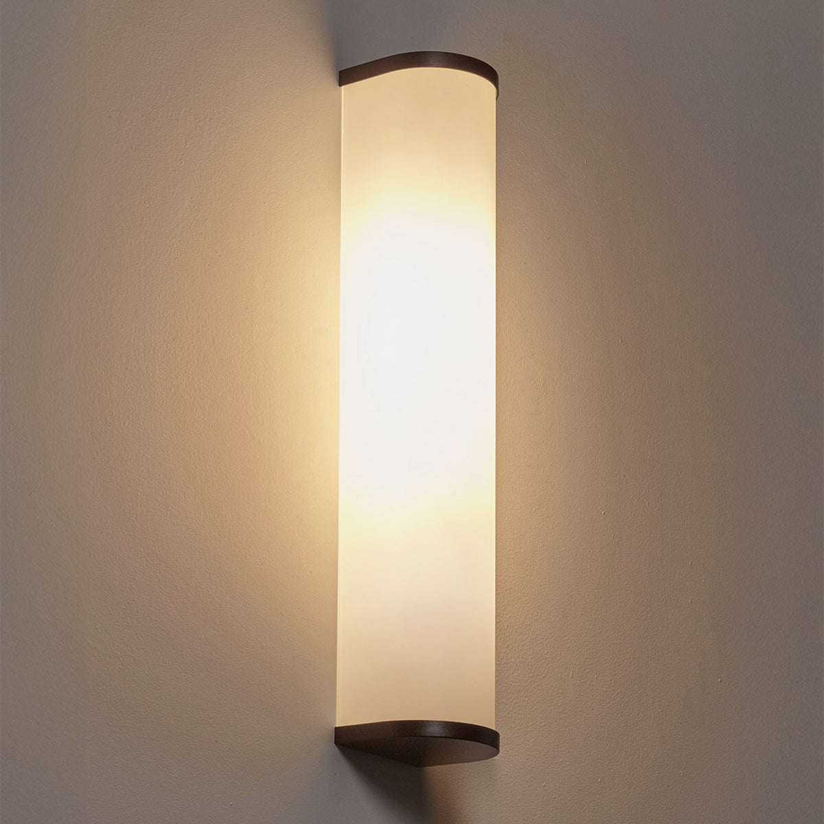 Camu Small Wall Light in Bronze with Etched Glass Shade