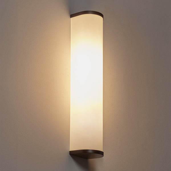 Camu Small Wall Light in Bronze with Etched Glass Shade