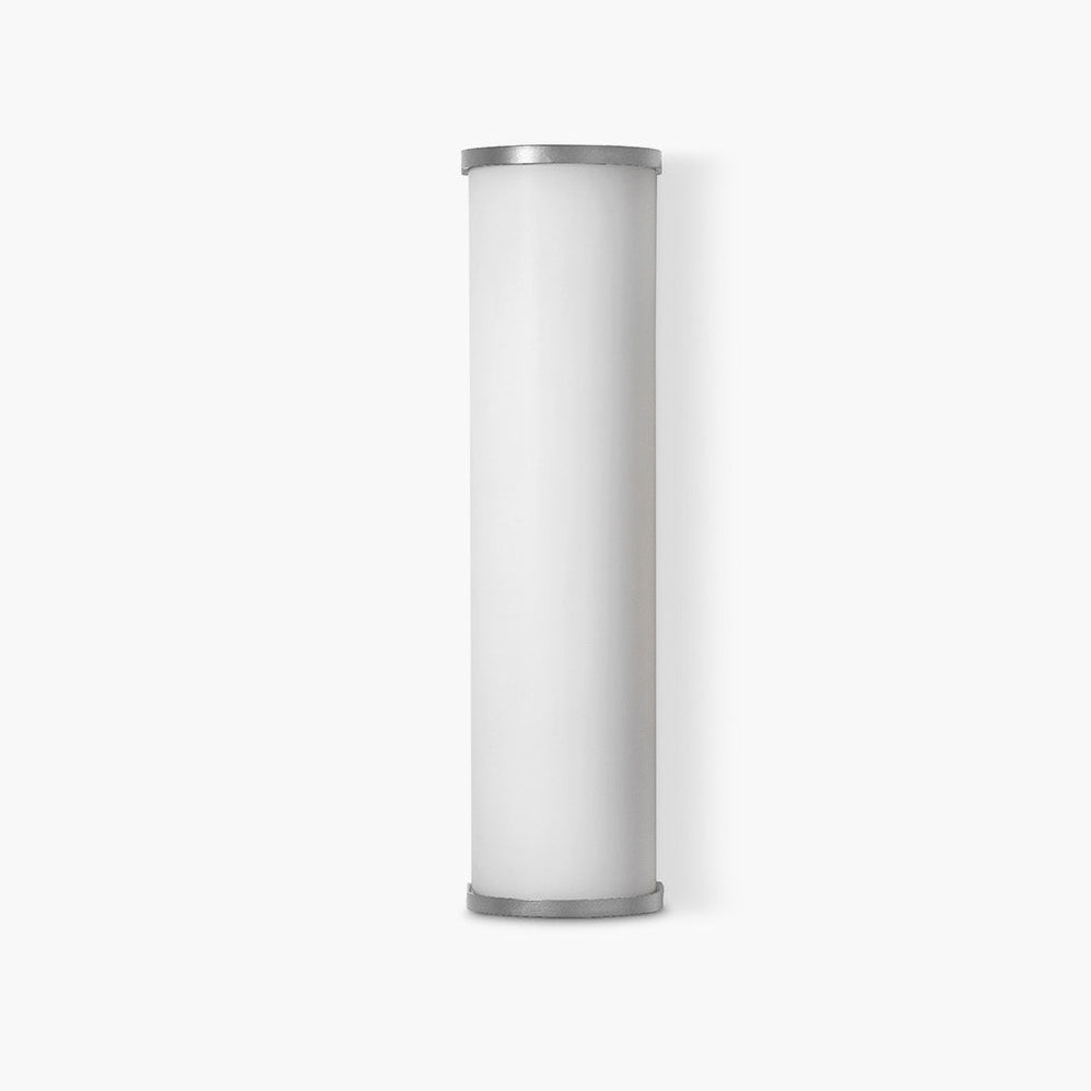 Camu Small Wall Light in Nickel with Etched Glass Shade