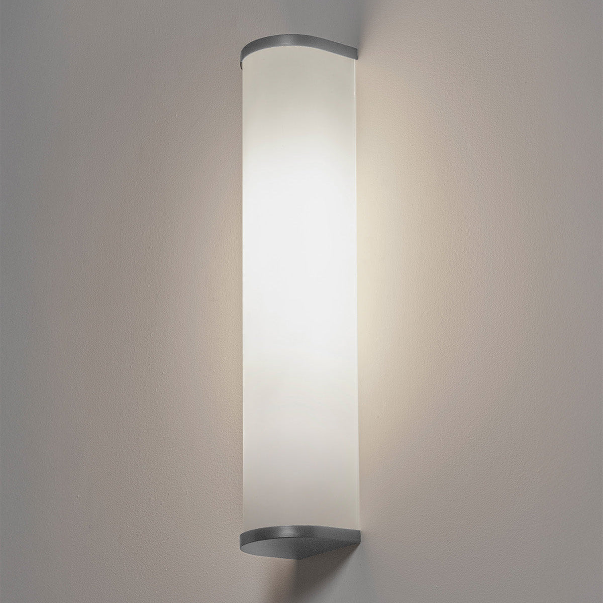 Camu Small Wall Light in Nickel with Etched Glass Shade