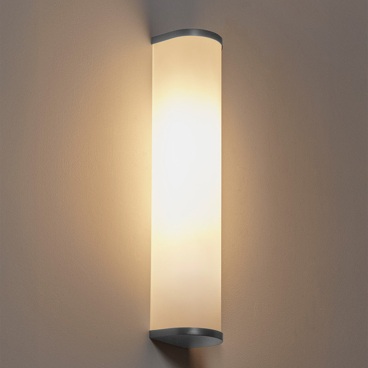 Camu Small Wall Light in Nickel with Etched Glass Shade