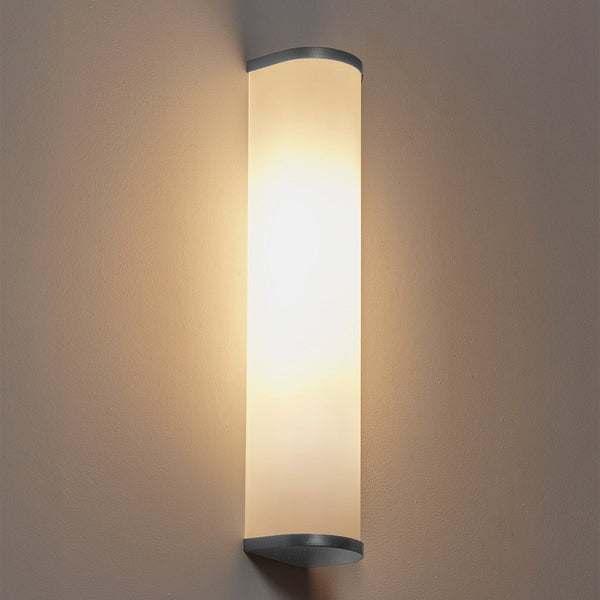 Camu Small Wall Light in Nickel with Etched Glass Shade