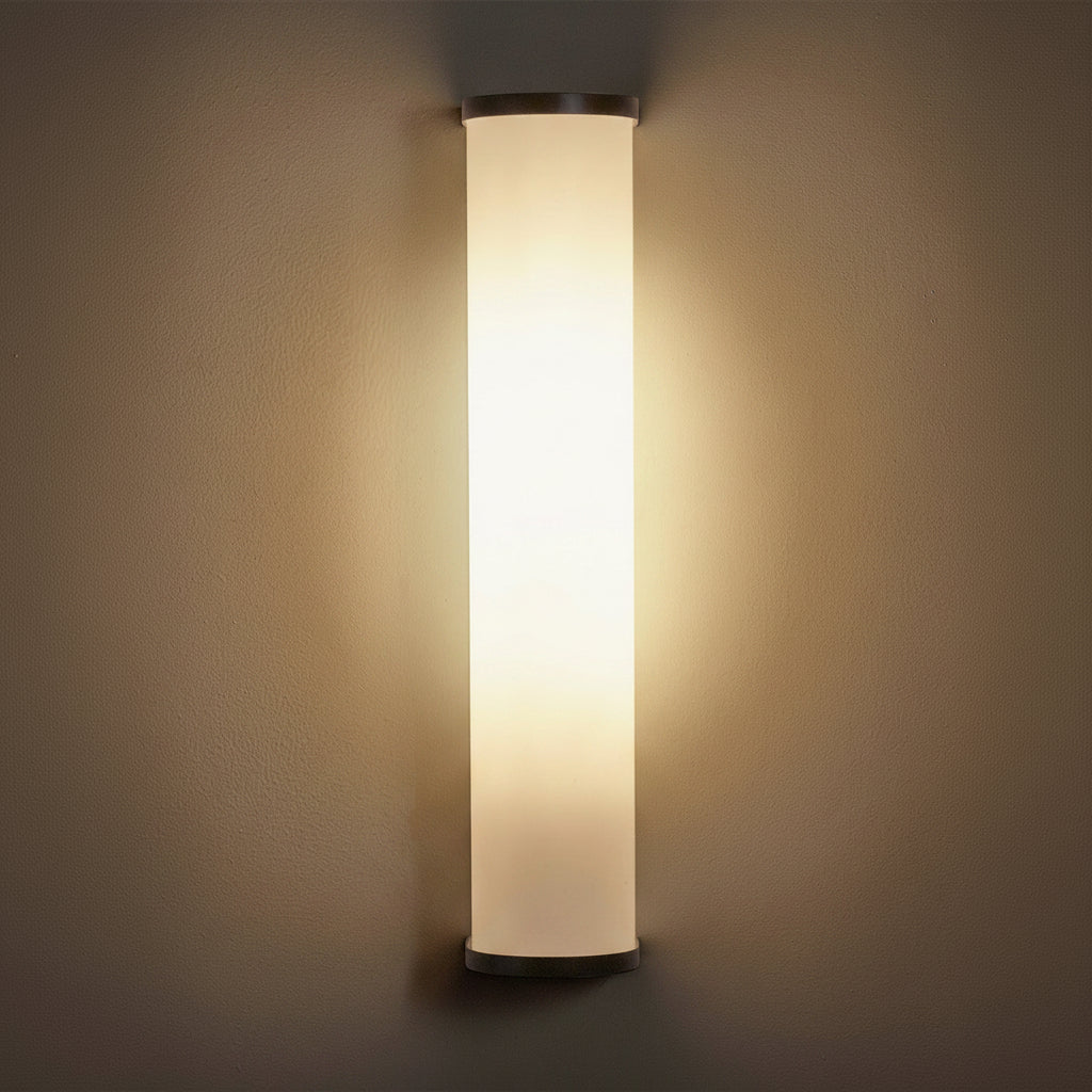 Camu Large Wall Light in Bronze with Etched Glass Shade