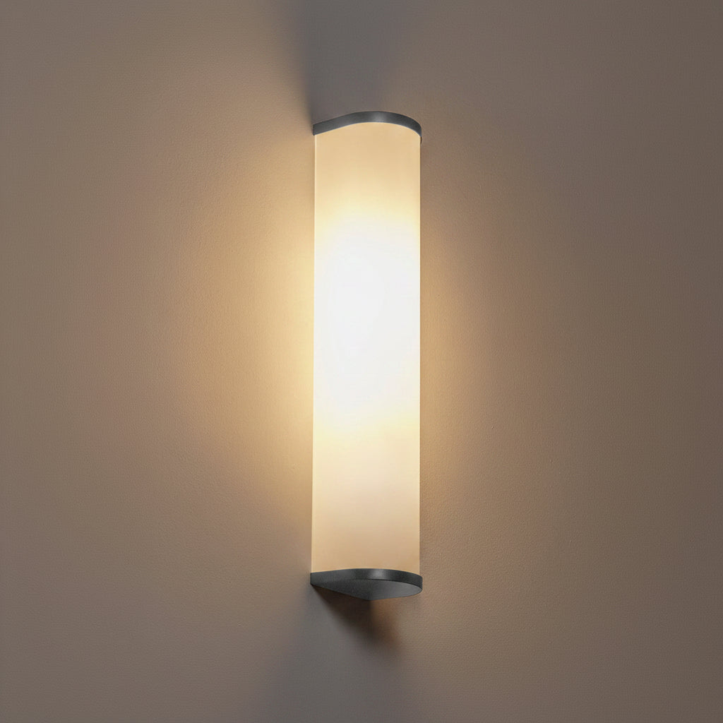 Camu Large Wall Light in Nickel with Etched Glass Shade