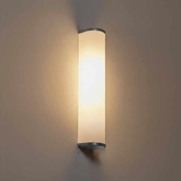 Camu Large Wall Light in Nickel with Etched Glass Shade
