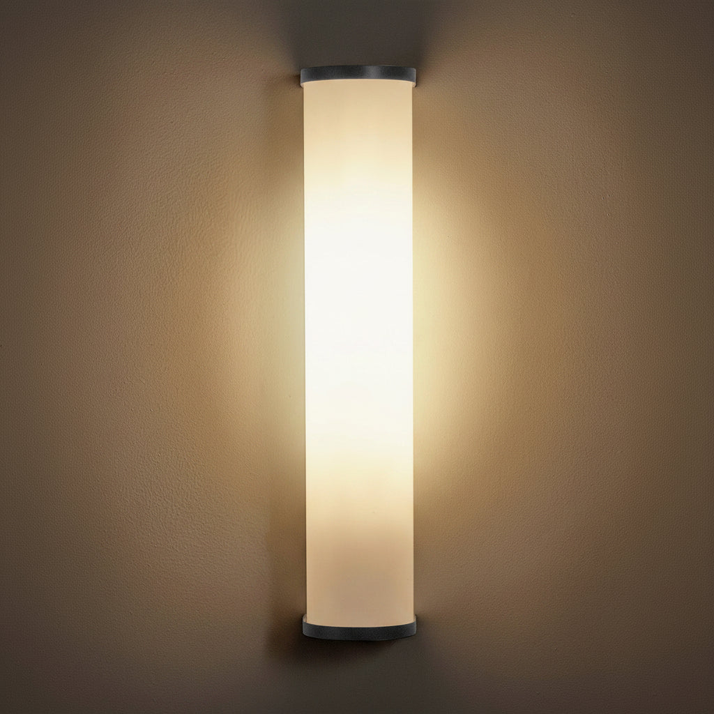Camu Large Wall Light in Nickel with Etched Glass Shade