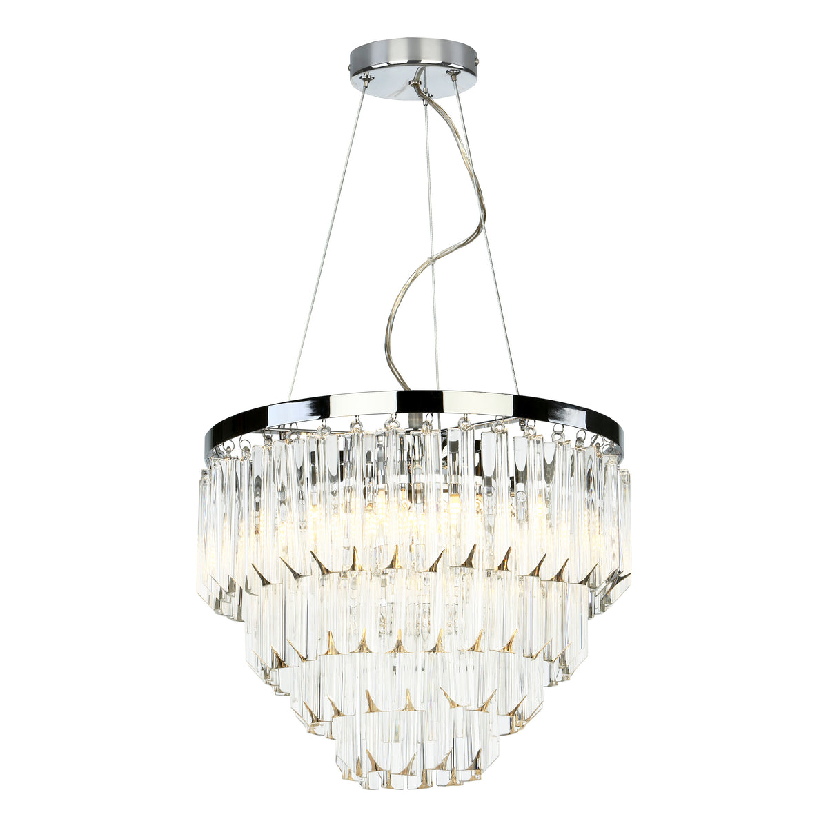 Tiered crystal chandelier with chrome finish