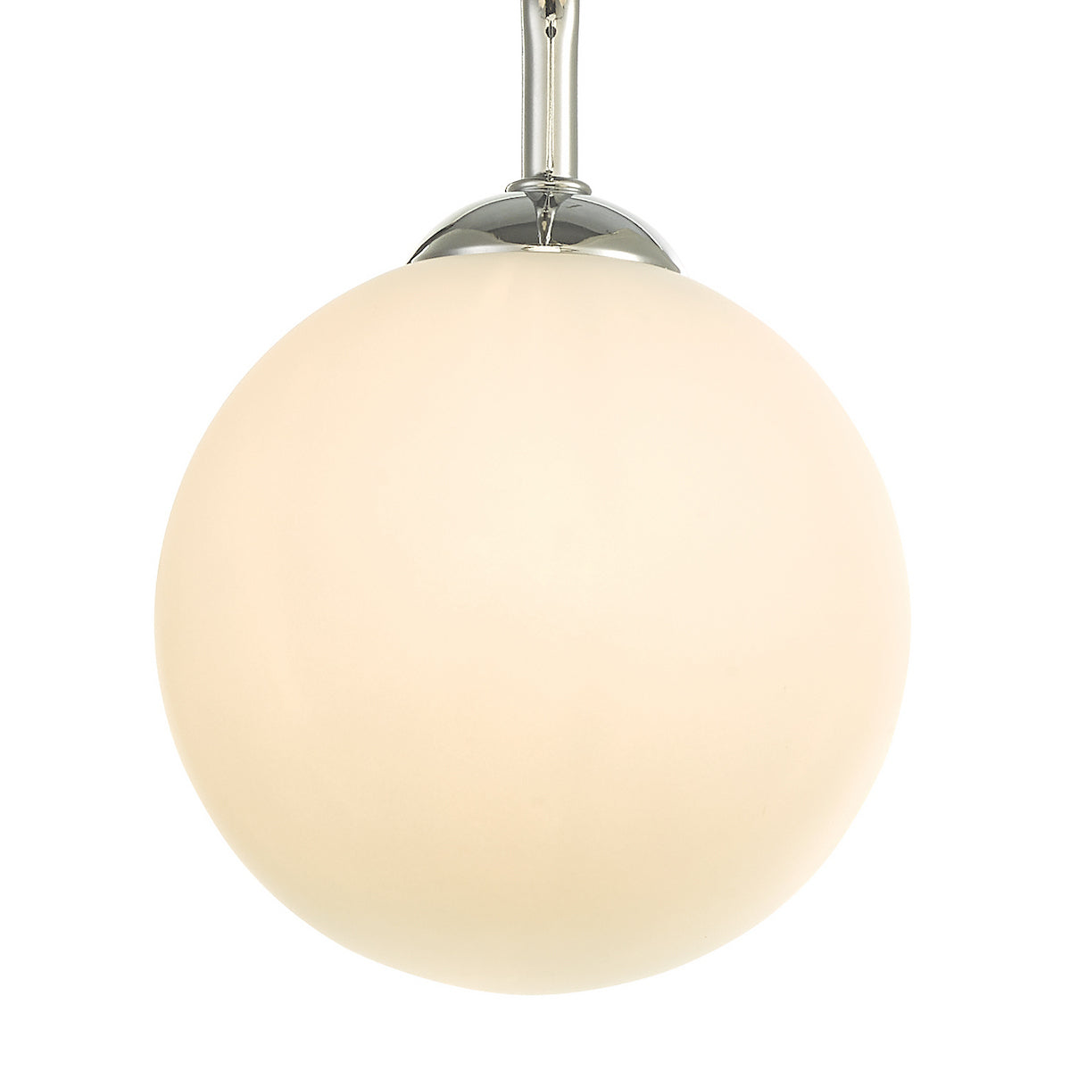 Frosted glass globe pendant light with a chrome fixture.