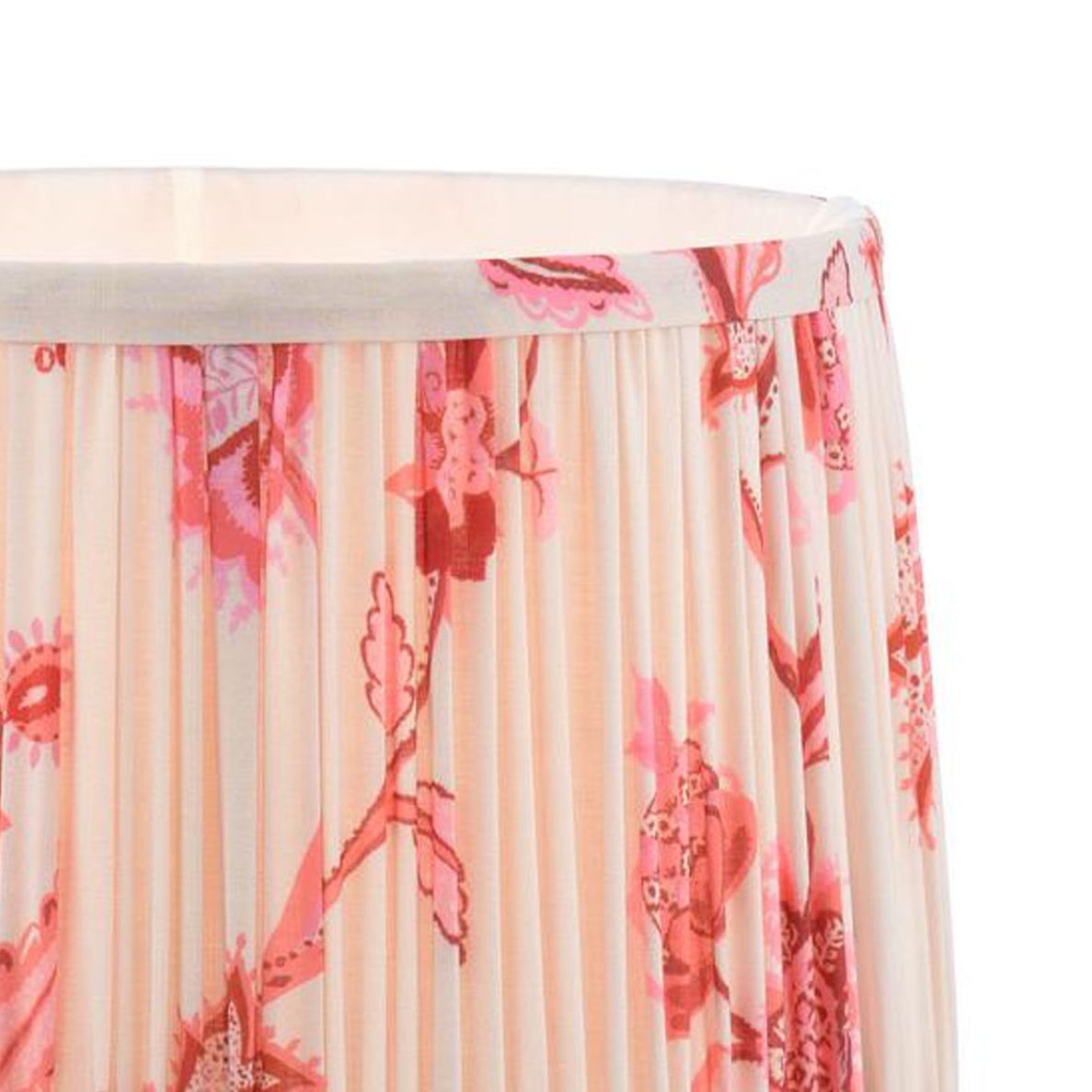 Joules Folly 25cm tapered pleated cotton drum shade in pink with floral pattern