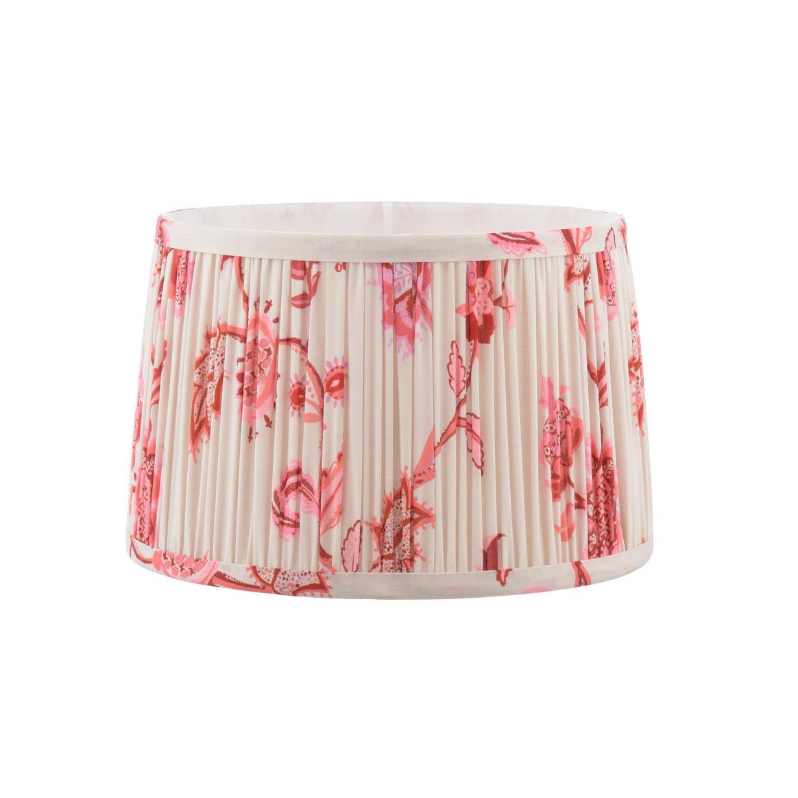 Joules Folly 25cm tapered pleated cotton drum lampshade in pink with floral pattern