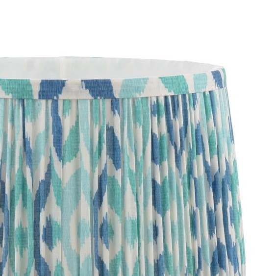 Joules Folly 25cm tapered pleated cotton drum shade in blue with ikat pattern