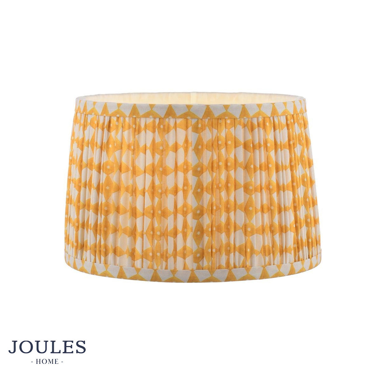 Joules Home pleated drum lampshade with yellow and white geometric pattern