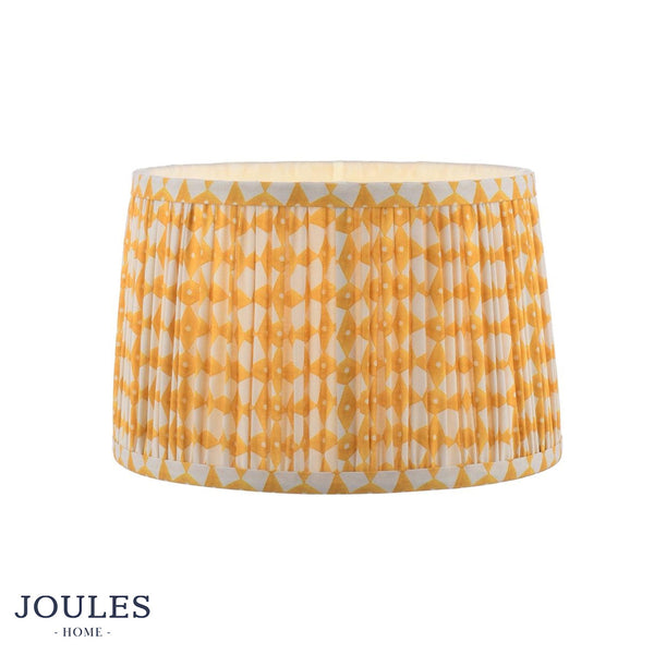 Joules Home pleated drum lampshade with yellow and white geometric pattern