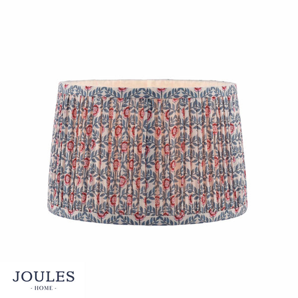 Joules Home pleated lampshade with pink floral and blue leaf pattern