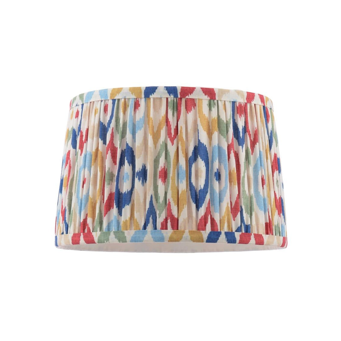 Joules Folly 25cm tapered pleated multi colour cotton drum shade with ikat pattern