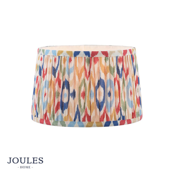 Joules Home pleated drum lampshade with a multicolored ikat pattern