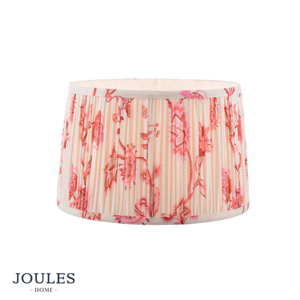 Joules Home pleated lampshade with pink floral pattern on cream background