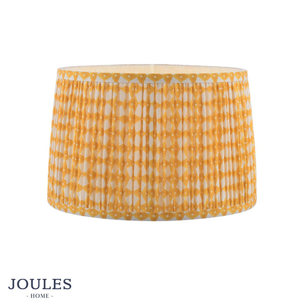 Joules Home pleated drum lampshade with yellow and white geometric pattern