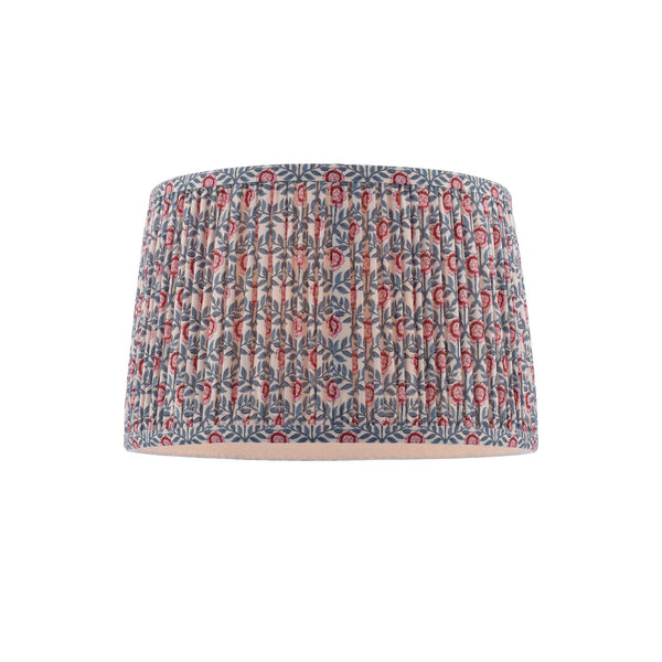 Folly 30cm Tapered Pleated Cotton Drum Shade in Blue & Red