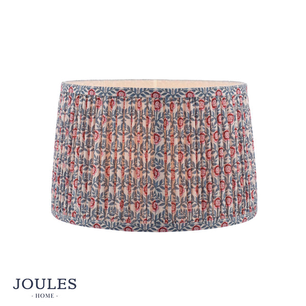 Folly 30cm Tapered Pleated Cotton Drum Shade in Blue & Red