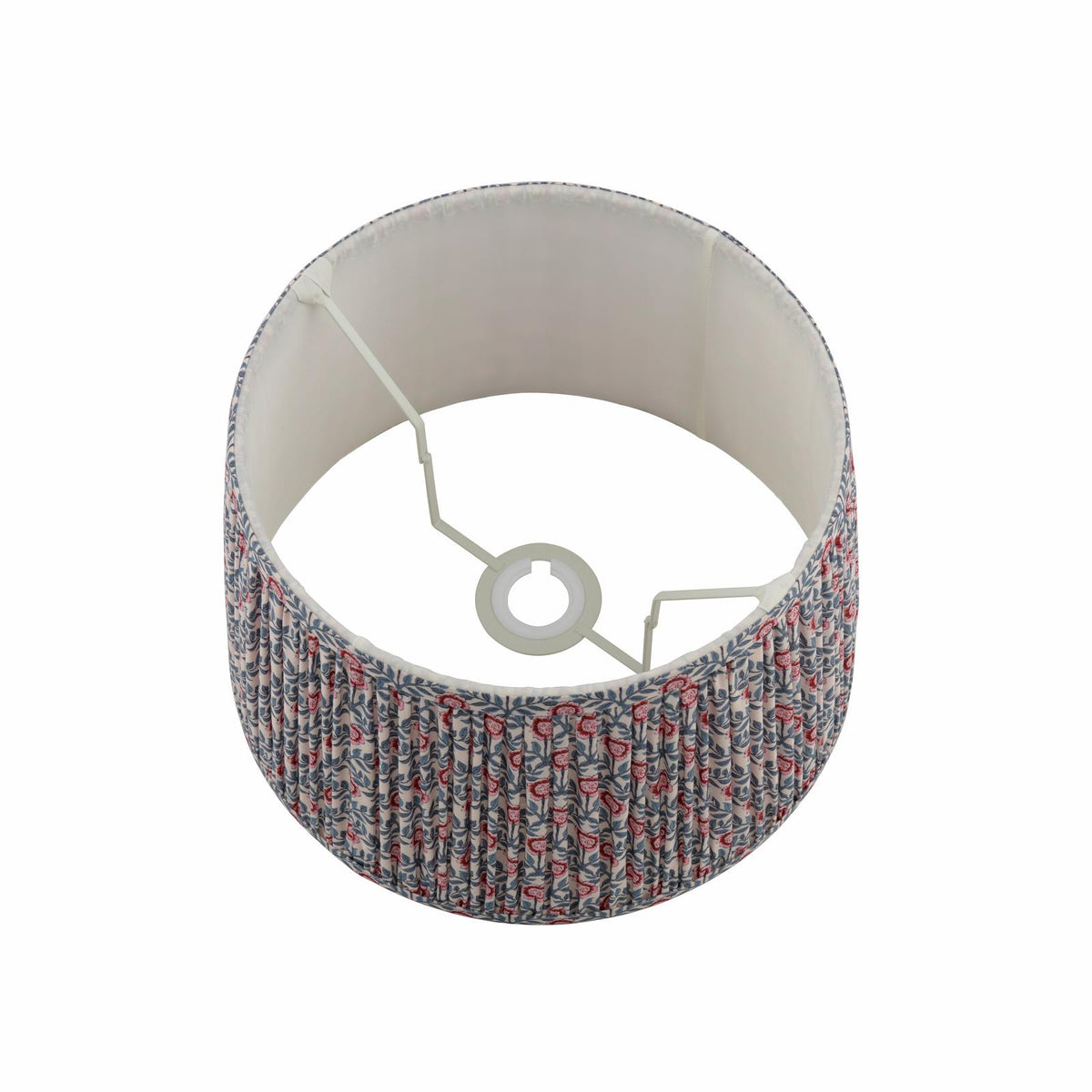 Joules Folly 30cm tapered pleated cotton drum shade in blue and red floral pattern