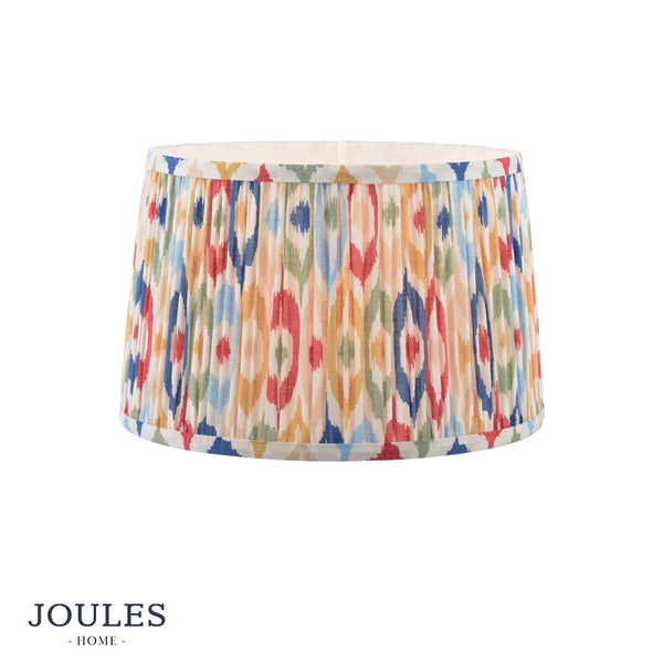 Joules Home pleated drum lampshade with a multicolored ikat pattern