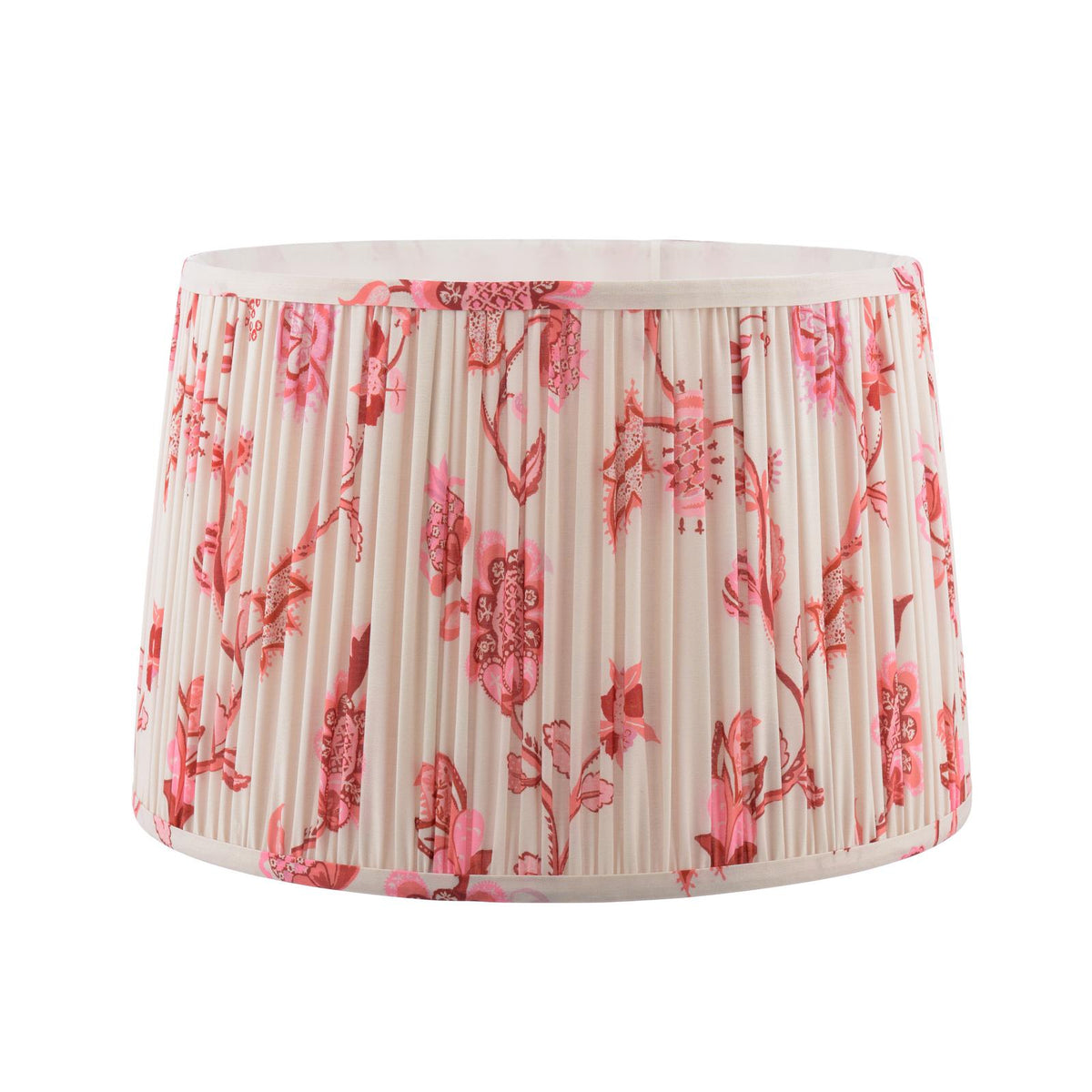Joules Folly 40cm tapered pleated cotton drum lampshade in pink floral print