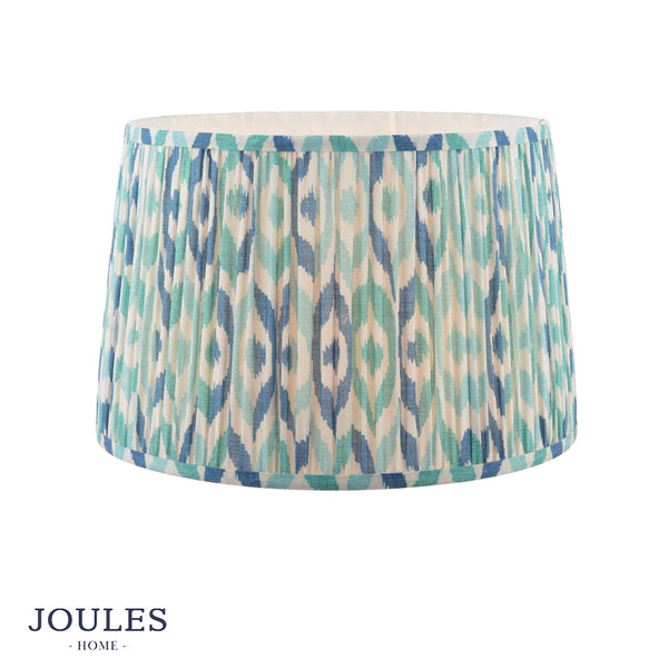 Folly 40cm Tapered Pleated Cotton Drum Shade in Blue