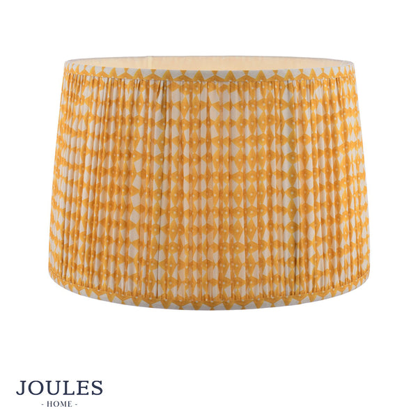Joules Home pleated drum lampshade with yellow and white geometric pattern