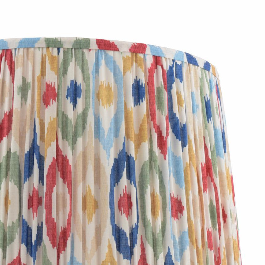 Joules Folly 40cm tapered pleated cotton drum shade with a multi colour ikat pattern