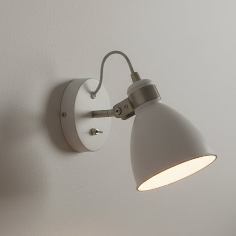 White wall light with a toggle switch and an adjustable head