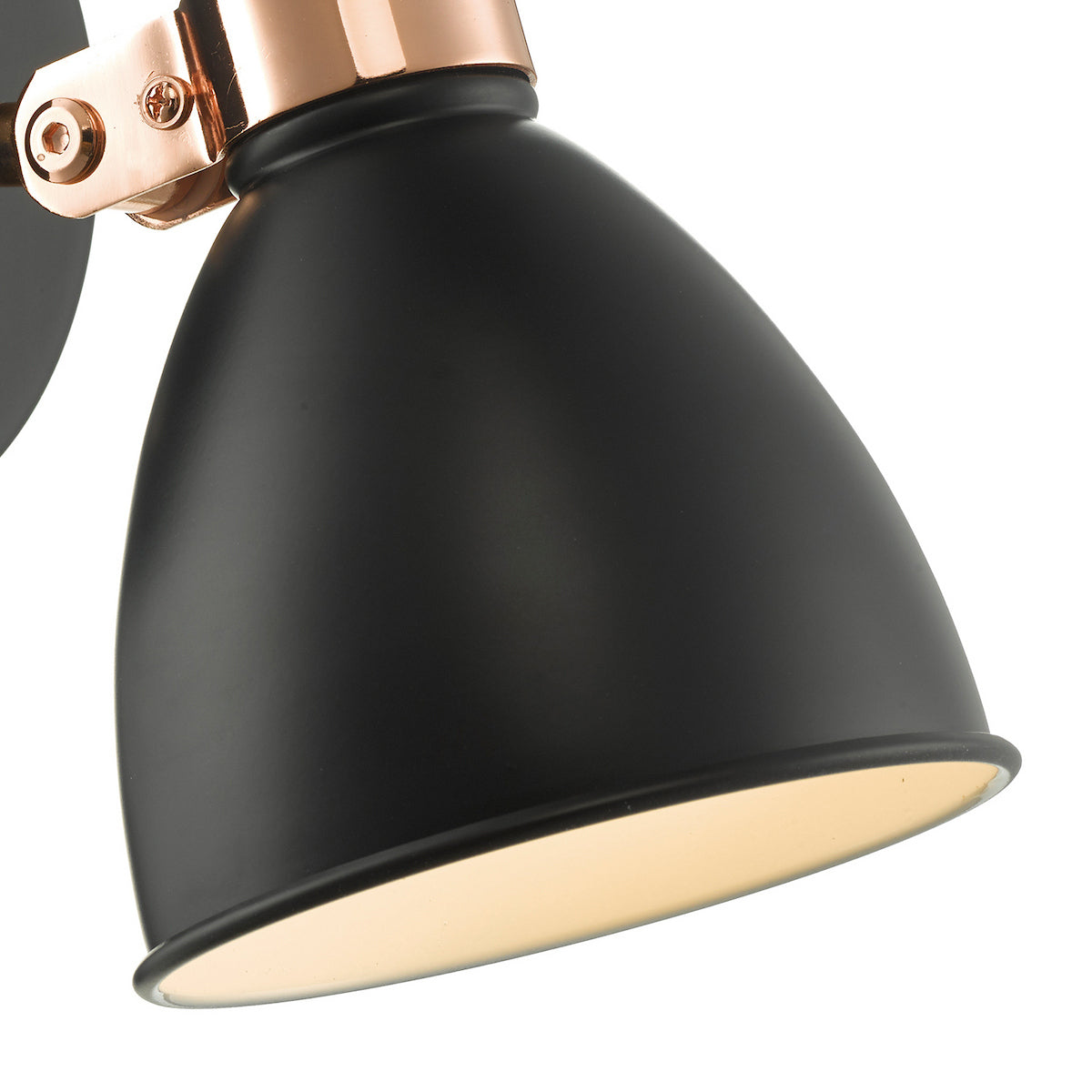 Close up of a black and copper wall light