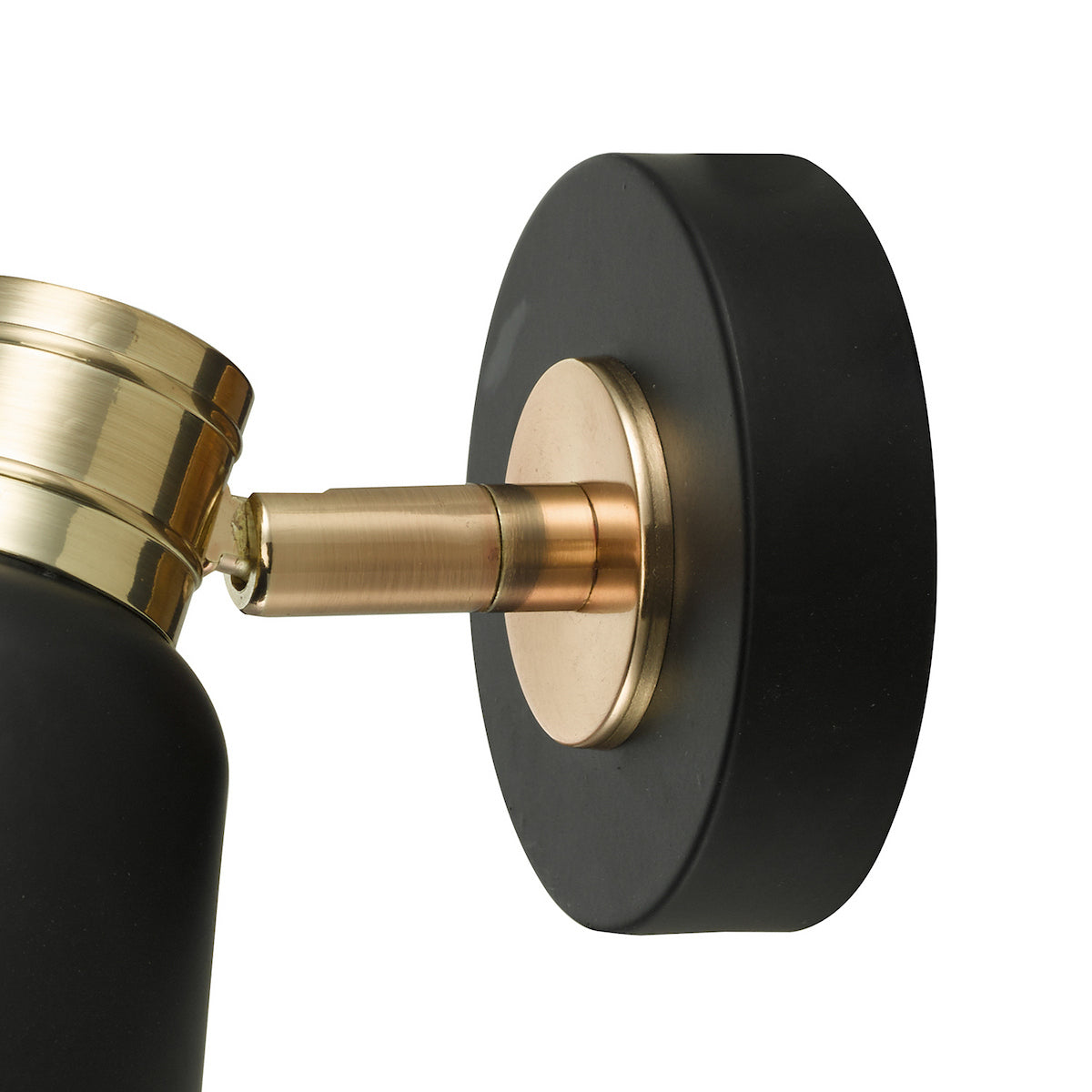 Close up of a black and brass wall light