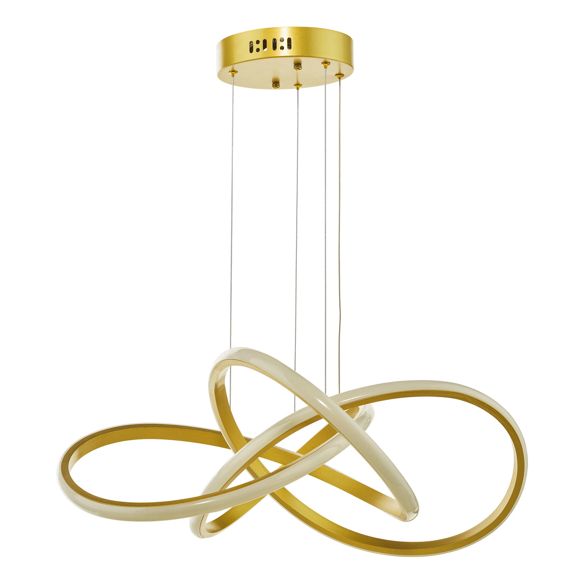 Gold and white intertwined ring chandelier
