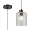 Tutbury IP44 Single Drop Pendant with Bronze Metalwork and Clear Ripple Glass Shade