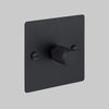 One Gang 2 Way Dimmer Light Switch in Black with Cross Cut Knurled Knob