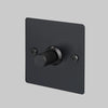 One Gang 2 Way Dimmer Light Switch in Black with Linear Knurled Knob