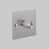 One Gang 2 Way Dimmer Light Switch in Steel with Cross Cut Knurled Knob