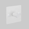 One Gang 2 Way Dimmer Light Switch in White with Cross Cut Knurled Knob
