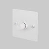 One Gang 2 Way Dimmer Light Switch in White with Linear Knurled Knob