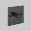 One Gang 2 Way Dimmer Light Switch in Smoked Bronze with Cross Cut Knurled Knob