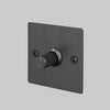 One Gang 2 Way Dimmer Light Switch in Smoked Bronze with Linear Knurled Knob