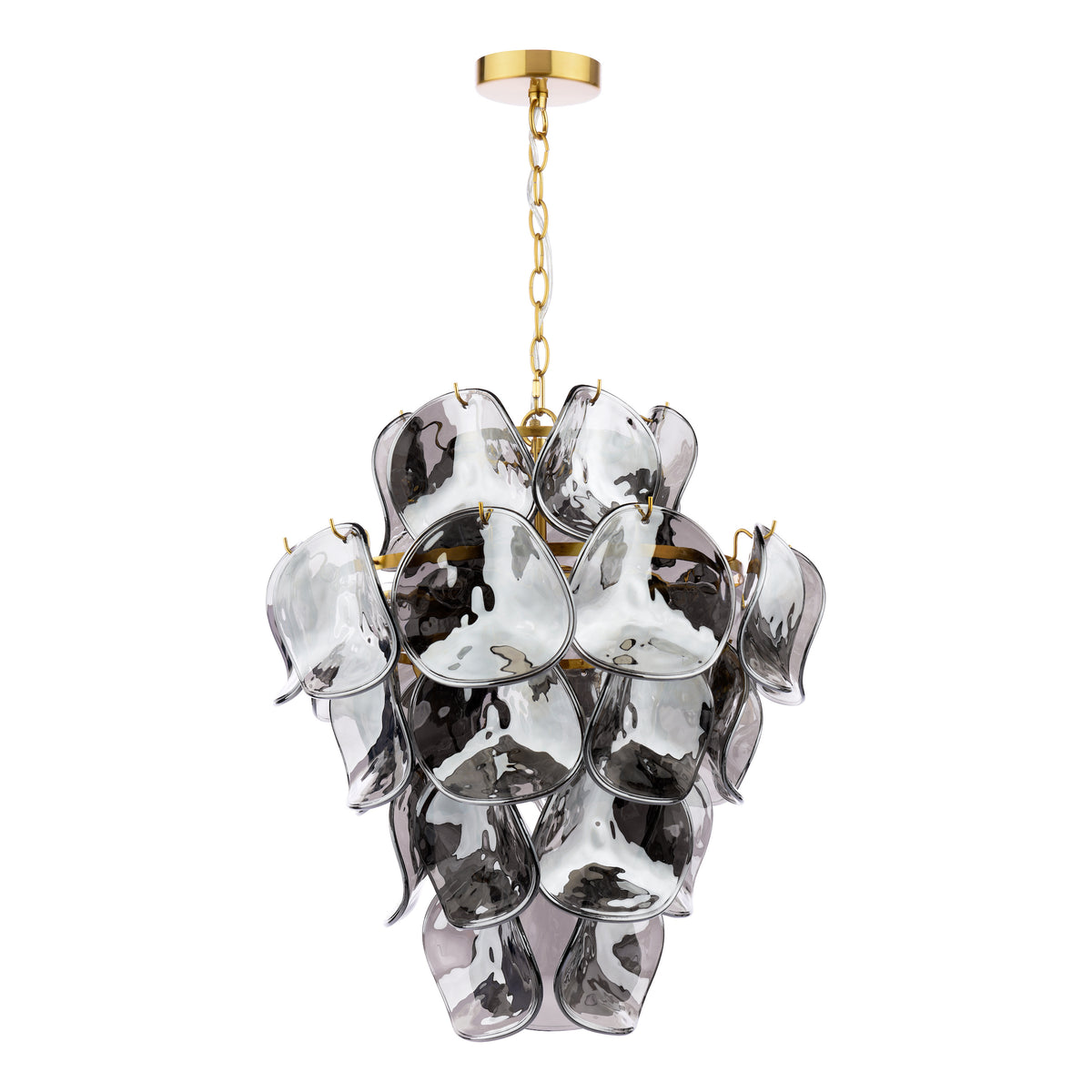 Gold and grey glass petal chandelier