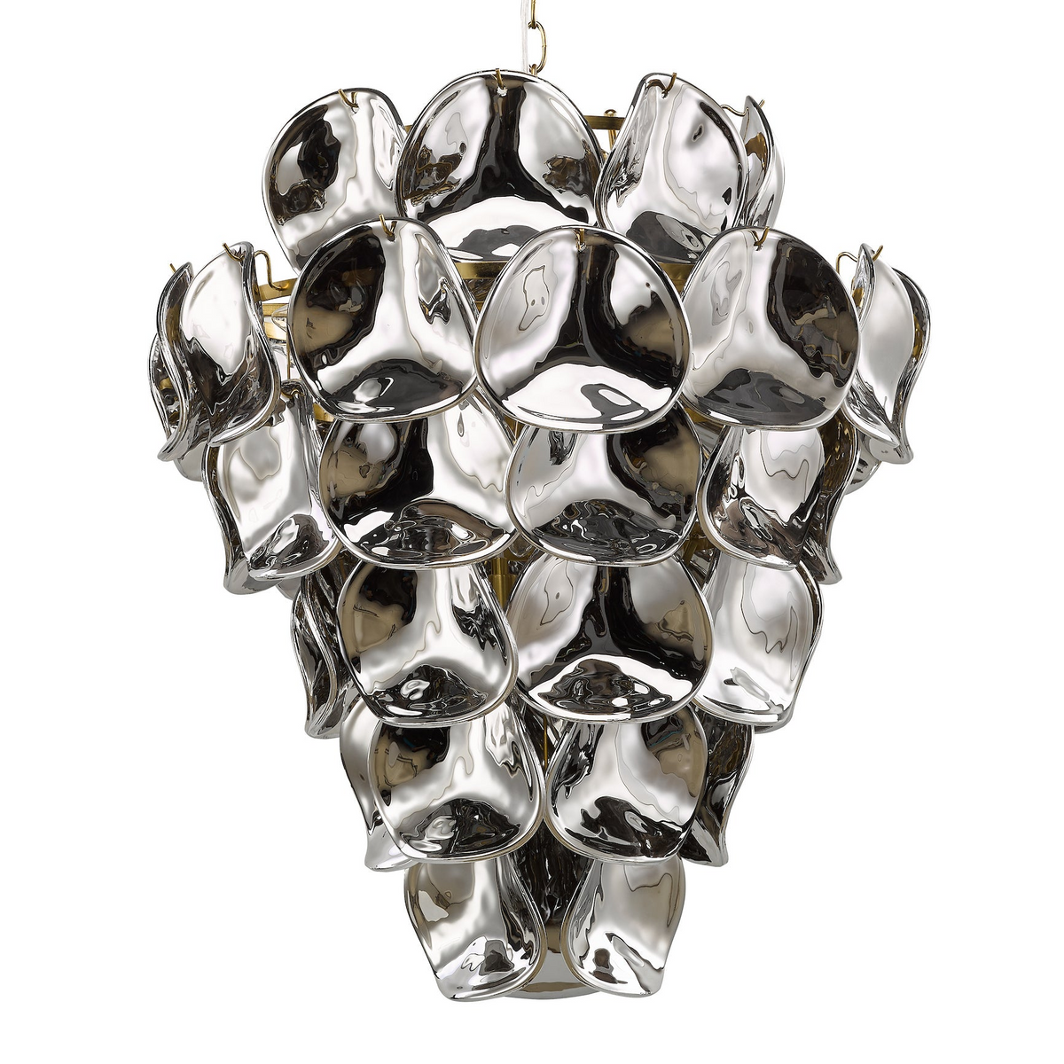 Genoa Twelve Light Chandelier in Natural Brass with Smoked Glass Panels