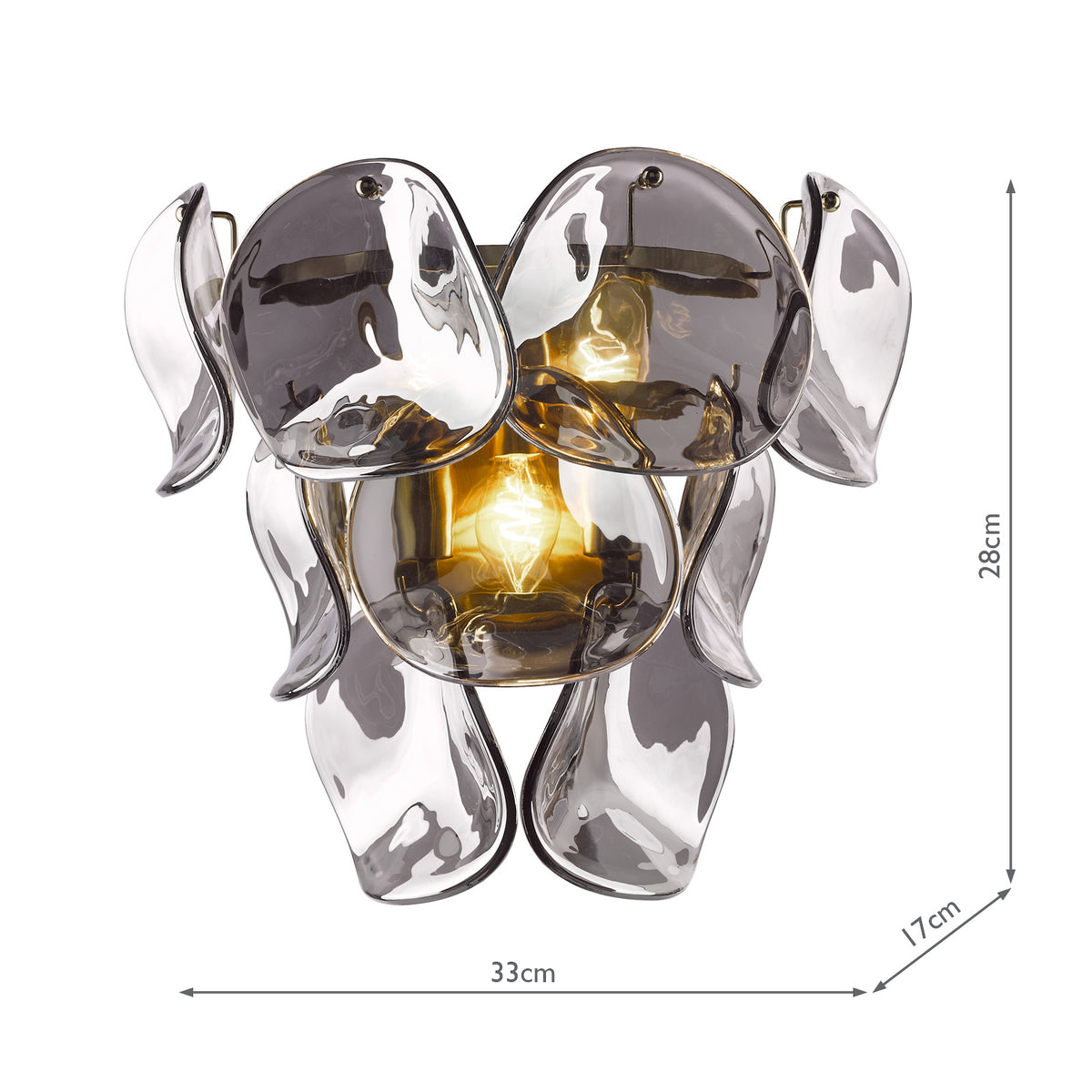 Genoa Wall Light in Natural Brass with Smoked Glass Panels