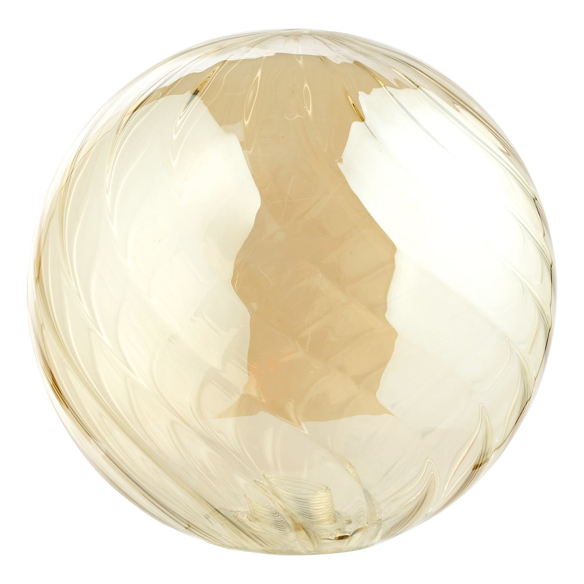 Round glass orb with a light yellow tint and subtle swirling texture