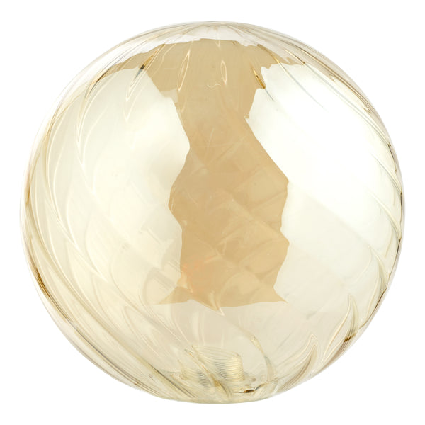 Round glass orb with a light yellow tint and subtle swirling texture