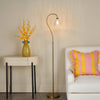 Glynis Floor Lamp in Antique Bronze with Clear Ribbed Glass