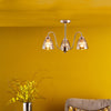 Glynis Three Arm Semi Flush Ceiling Light in Polished Nickel with Smoked Ribbed Glass