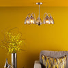 Glynis Five Arm Semi Flush Ceiling Light in Polished Nickel with Smoked Ribbed Glass